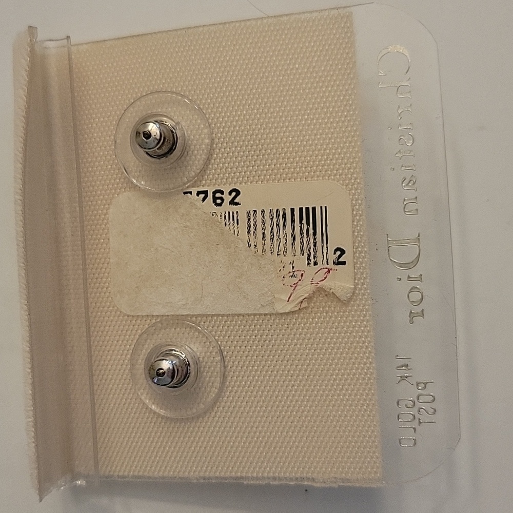 Dior Silver and Cream Crystal Pearl Earrings - Picture 2 of 2